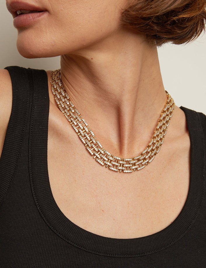 Lab Grown White Sapphire Panther Chain Link Necklace