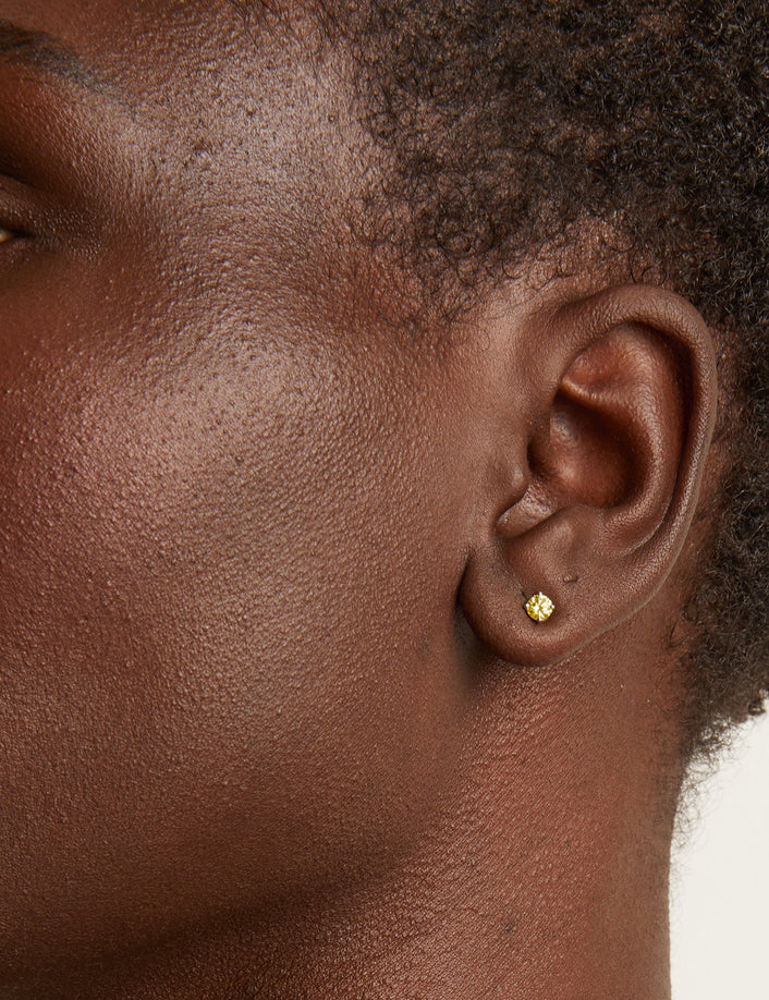 Lab Grown Yellow Diamond Solitaire Stud Earrings