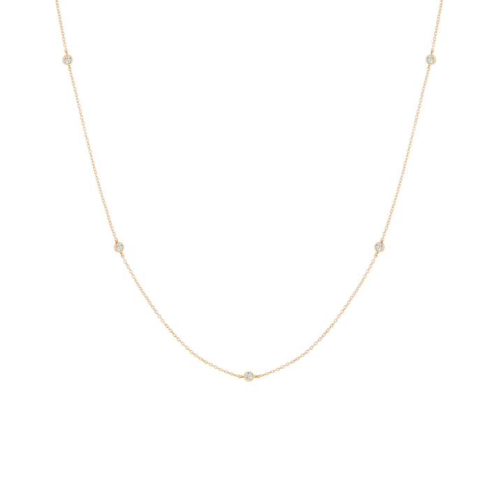 Lab Grown White Sapphire Station Necklace Vermeil Yellow Gold 16in 18in First