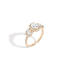 Pavé Oval Cut Tri-Diamond Ring 14K 18K Platinum Yellow Gold Lab-grown Natural First