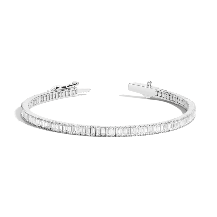 Lab Grown White Sapphire Baguette Tennis Bracelet