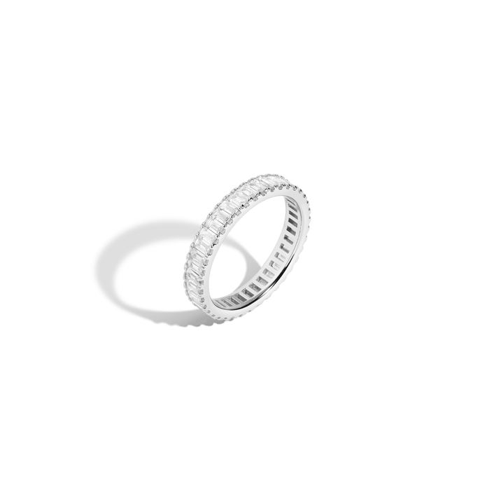 White Sapphire Baguette Eternity Ring Vermeil White Gold First