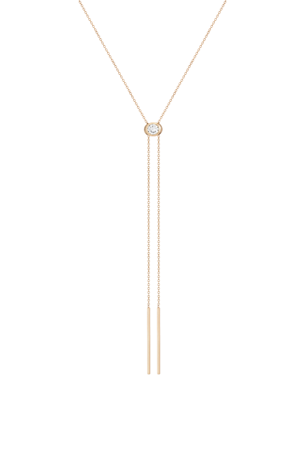 Aurate x Frye: Lab Grown White Sapphire Bolo Necklace Yellow Vermeil First