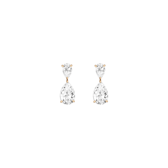 Lab Grown White Sapphire Pear Drop Earrings