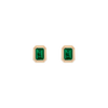 Emerald Heirloom Stud Earrings Vermeil 14k 18k Yellow Gold Pair First