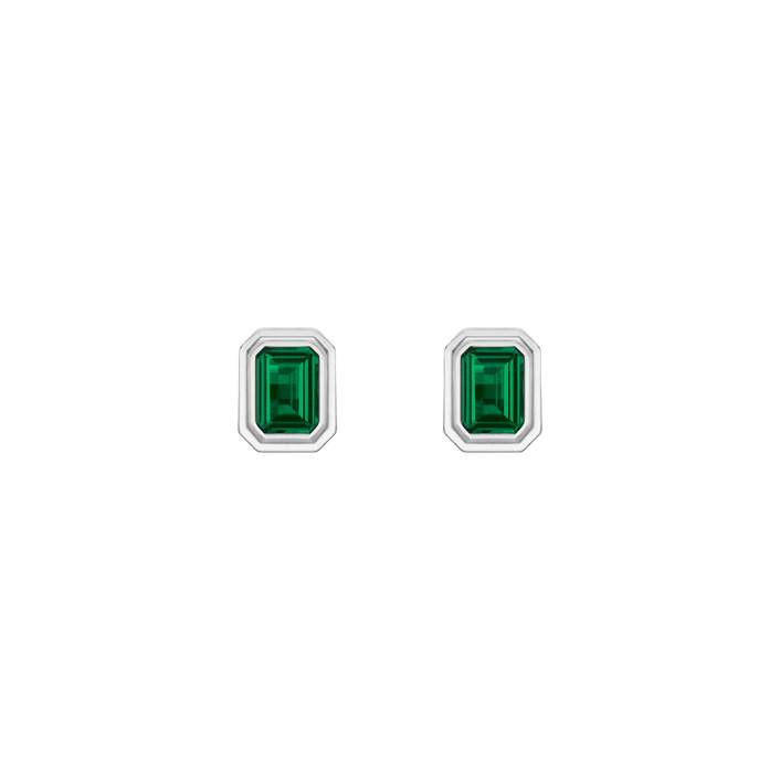 Emerald Heirloom Stud Earrings Vermeil 14k 18k White Gold Pair First
