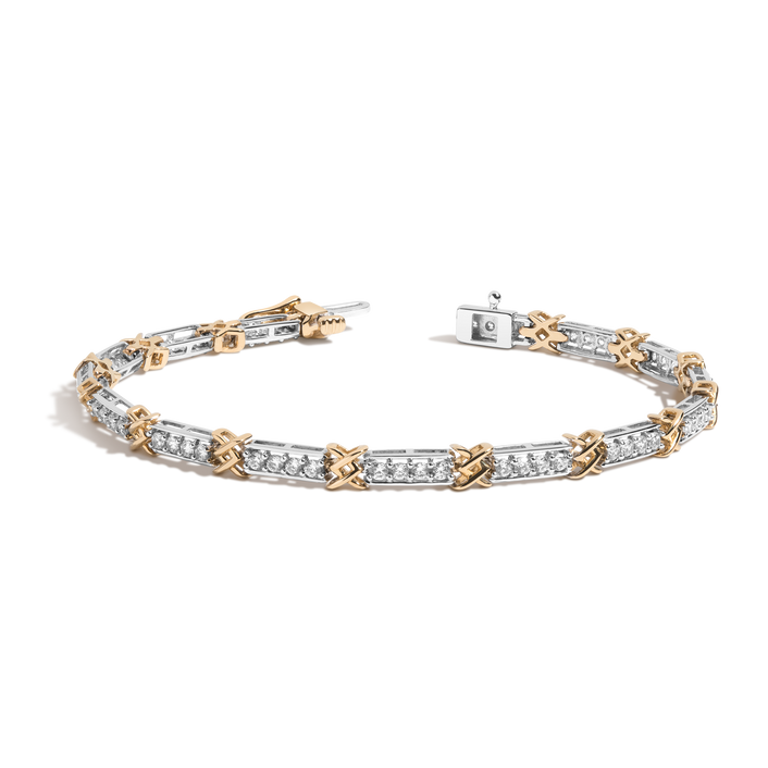 Lab Grown White Sapphire X Tennis Bracelet Vermeil Yellow / White Gold 6in 6.5in 7in First