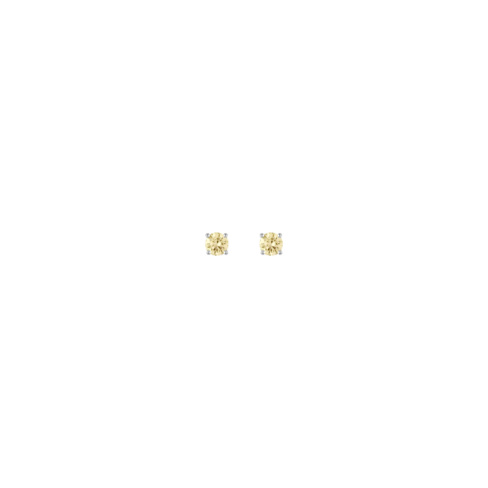 Lab Grown Yellow Diamond Solitaire Stud Earrings