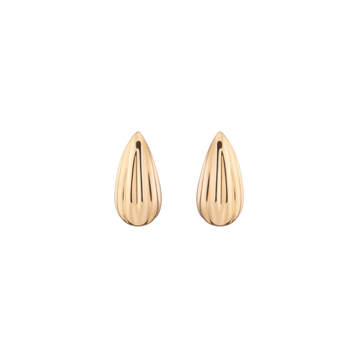 Fluted Teardrop Earrings 14k Yellow Gold First