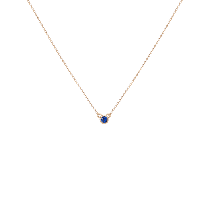 Birthstone Necklace Blue Sapphire - Sep 14K 18K Yellow Gold First