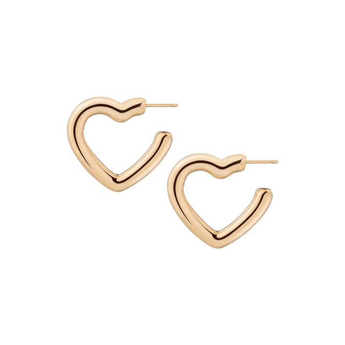Puffy Heart Hoop Earrings 14k Yellow Gold First