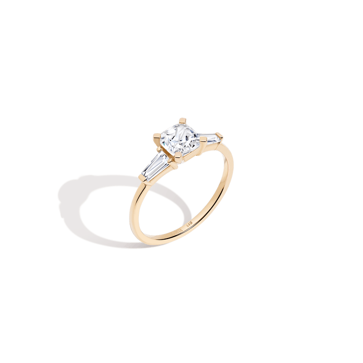 Cushion Cut Tapered Baguette Diamond Ring 14K 18K Platinum Yellow Gold Lab-grown Natural First