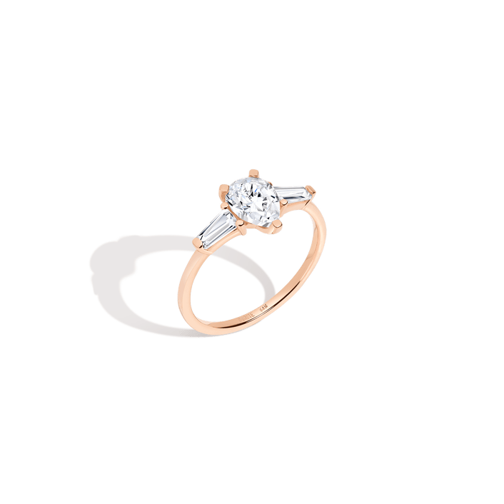 Pear Cut Tapered Baguette Diamond Ring 14K 18K Platinum Rose Gold Lab-grown Natural First