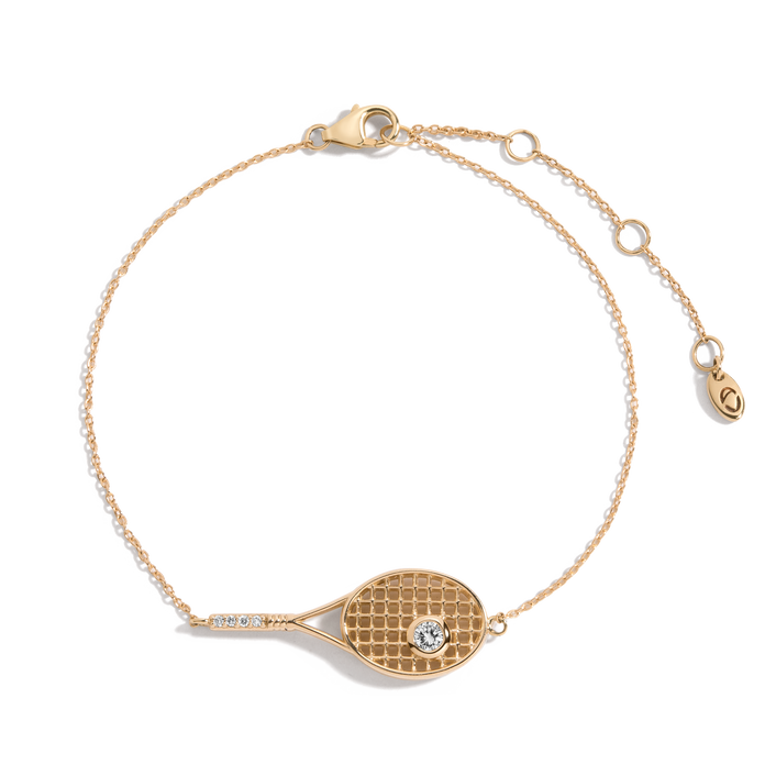 Lab Grown White Sapphire Tennis Racket Bracelet